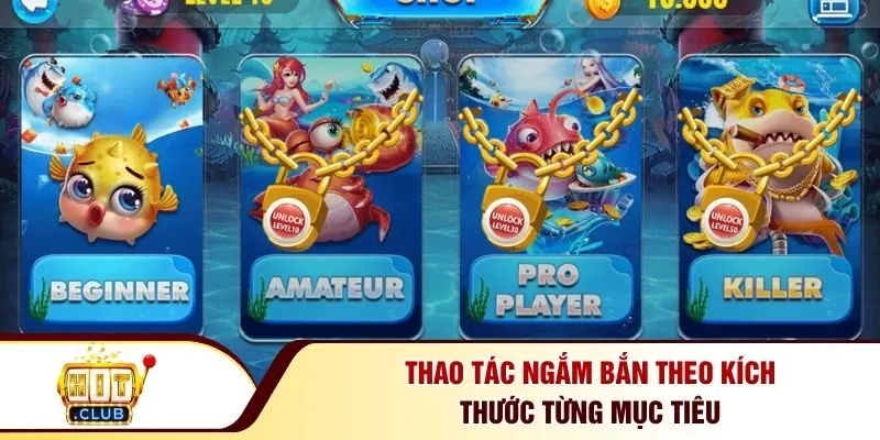 Thao tác ngắm bắn theo kích thước từng mục tiêu